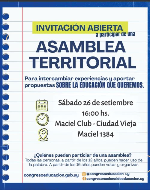 Asamblea Territorial Congreso de educación: Ciudad Vieja